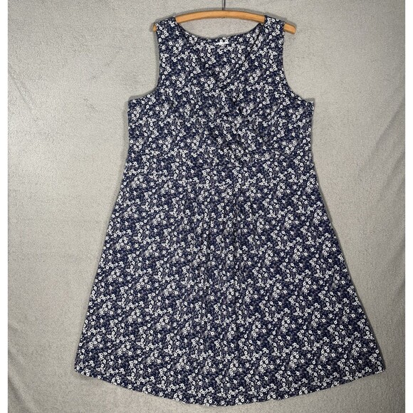 Lands End Surplice Dress Women’s Plus Size 24W/26W Blue White Floral Babydoll - Picture 1 of 15